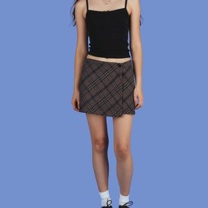 UNIF plaid brown witz mini wrap skirt xs